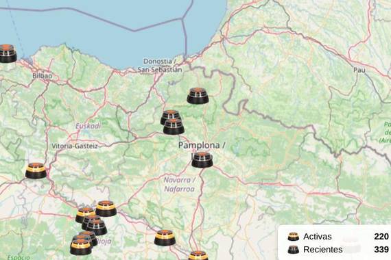 Autoen baliza geokokatuak ikusteko mapa: aktibo Nafarroan, ez EAEn