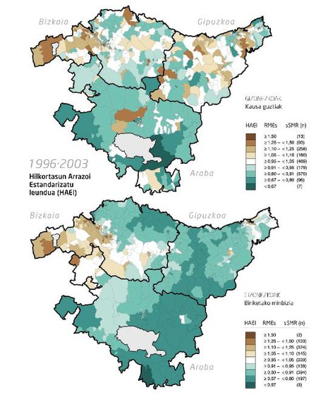 EAEko zonalde txiroagoetan hilkortasun-tasa handiagoak daude