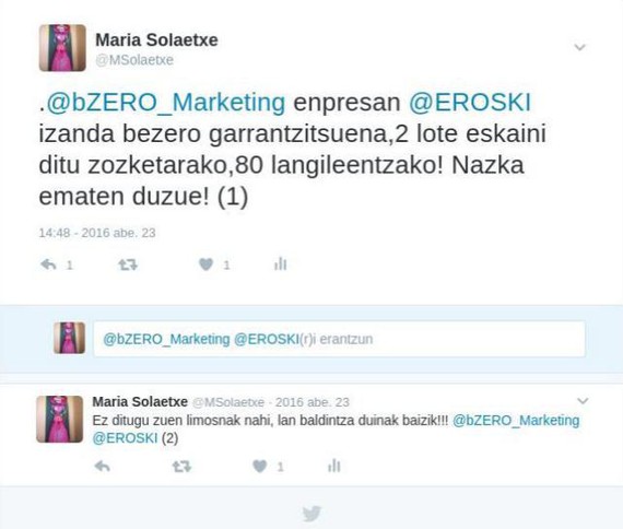 Telemarketing-eko langile bat 45 egunerako kaleratua bi txiorengatik
