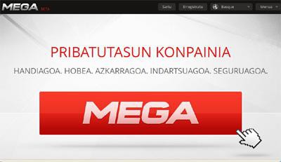 Megauploaden oinordeko Mega webgunea sortu dute, eta hasieratik euskaraz dago