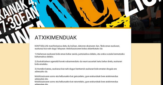 Atxikimenduak Iruñeko ekaineko euskararen aldeko mobilizazioari