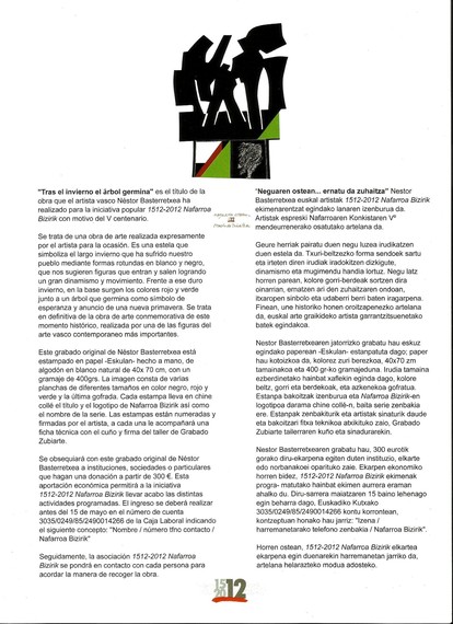 Nestor Basterretxeak "Neguaren ostean ernatu da zuhaitza" artelana aurkeztu du
