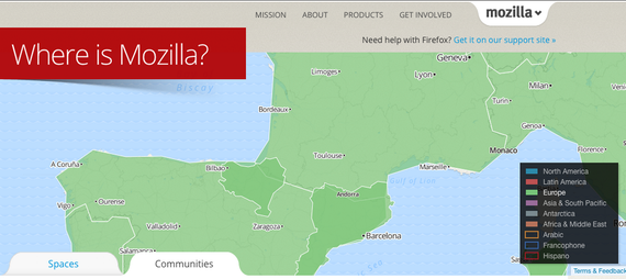 Euskal Herria, eta Països Catalans, Mozillaren komunitateen mapan