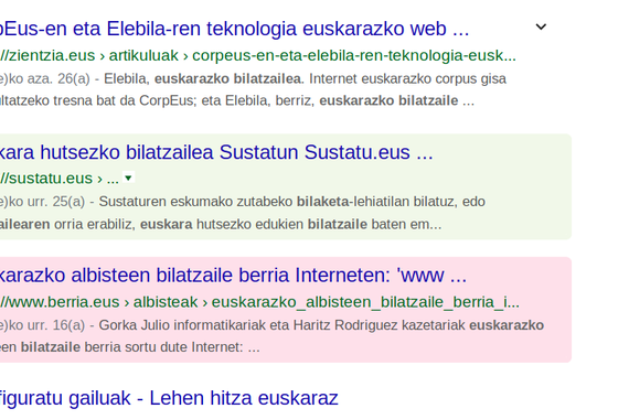 Bilaketa emaitzak nabarmendu/ezkutatzeko luzapen interesgarri bat
