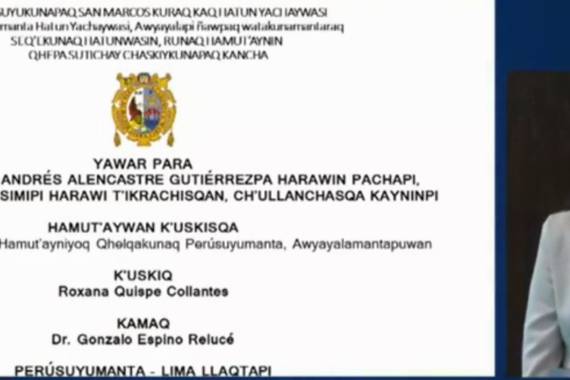 Kitxuerazko lehenbiziko tesia idatzi eta defenditu da Perun