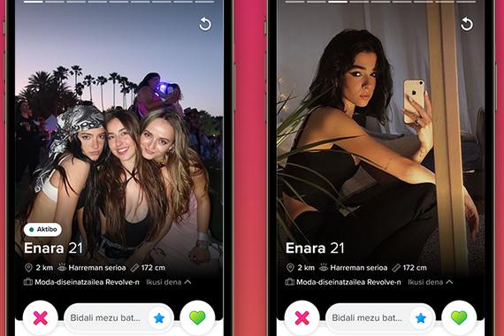 Tinder ligatzeko aplikazioa euskaraz