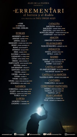 Errementari filma ikusgai izango duten zinema-aretoen zerrenda