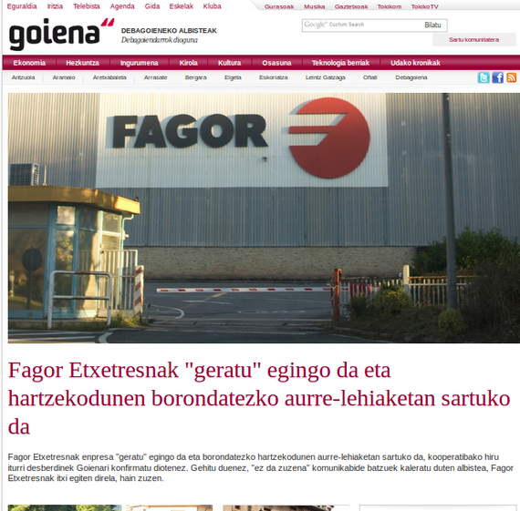 Fagor Etxetresnak "geratu" egingo da eta hartzekodunen borondatezko aurre-lehiaketan sartuko da