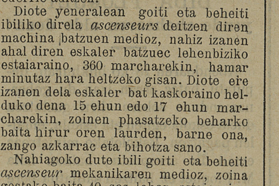Bilketan arakatuz:, Eiffel dorrea eta igogailuen deskubritzea euskaraz