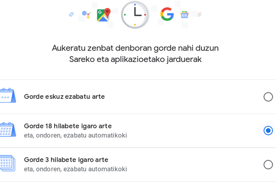 Kontrol aukerak zure Google jardueren inguruan