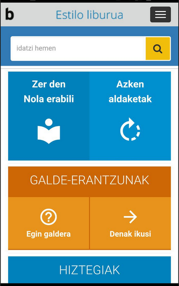 Berriaren Estilo Liburua sakelako telefonoetarako egokitu dute