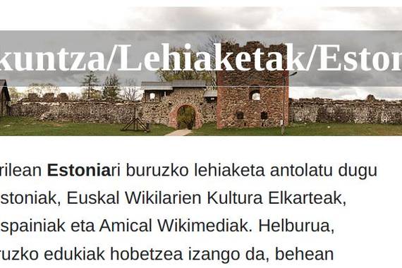 Estoniari buruzko erronka abiatu du euskarazko Wikipediak