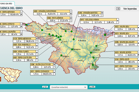 Ibaien egoera denbora errealean (Nafarroako puntu batzuetan aztergai)