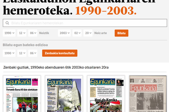 Euskaldunon Egunkariaren hemeroteka osoa sarean (1990-2003)