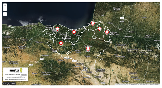 Euskal Herriko 7 herrialdeen erdigune geografikoak zeintzuk diren