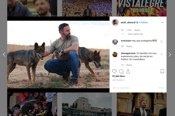 Santiago Abascalen jario instagramiko boteretsua