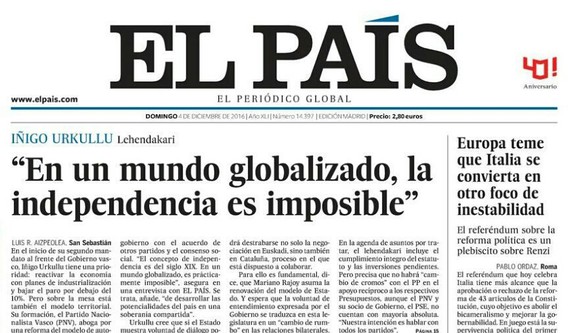 Urkullu: "Mundu globalizatuan, independentzia ezinezkoa da"