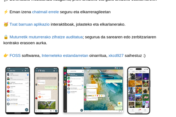 Delta Chat webgunea euskaratu dute