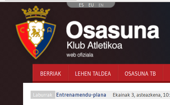 Osasuna futbol taldea: webgune ofiziala orain euskaraz